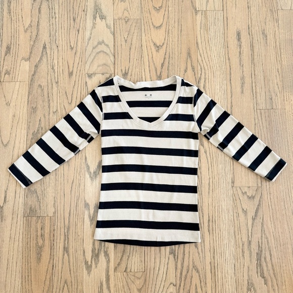 Three Dots Women’s Long Sleeve V-neck Striped 3/4 Sleeve Cotton Shirt Size Small - Picture 3 of 14